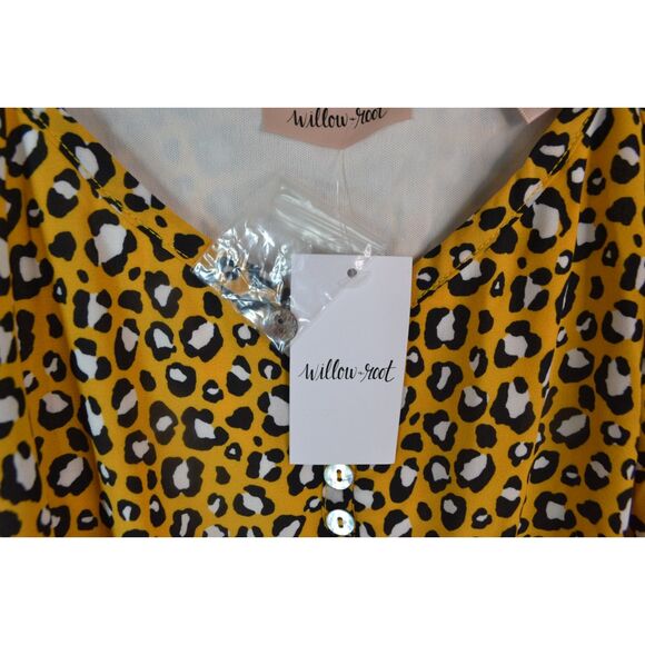 Willow Root Women's Small Yellow Leopard Print Spaghetti Strap Dress - Picture 5 of 16